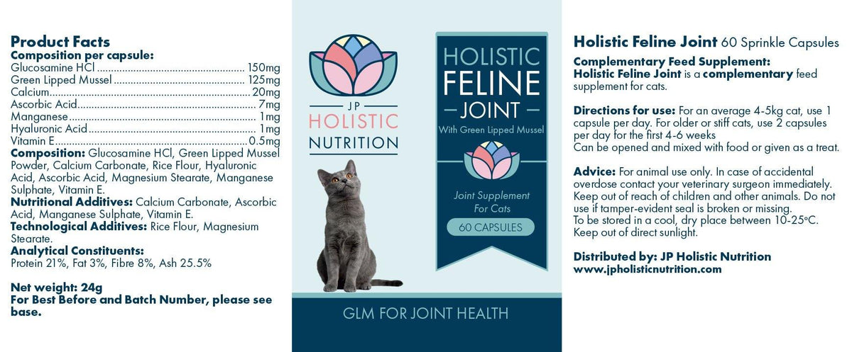 Holistic Feline Joint is a natural joint supplement for cats