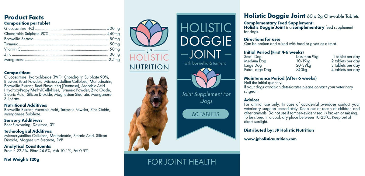 Holistic Doggie Joint with Boswellia &amp; Turmeric is a natural joint supplement for dogs